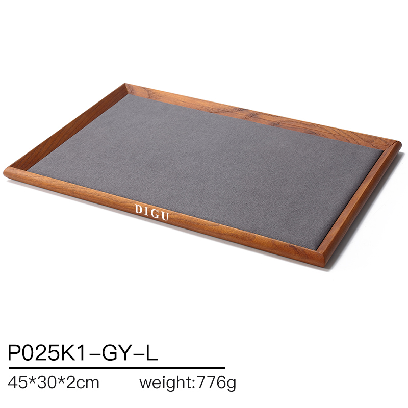 P025 DIGU Luxury wood with Microfiber Necklace Ring Custom Jewelry Storage Display Trays