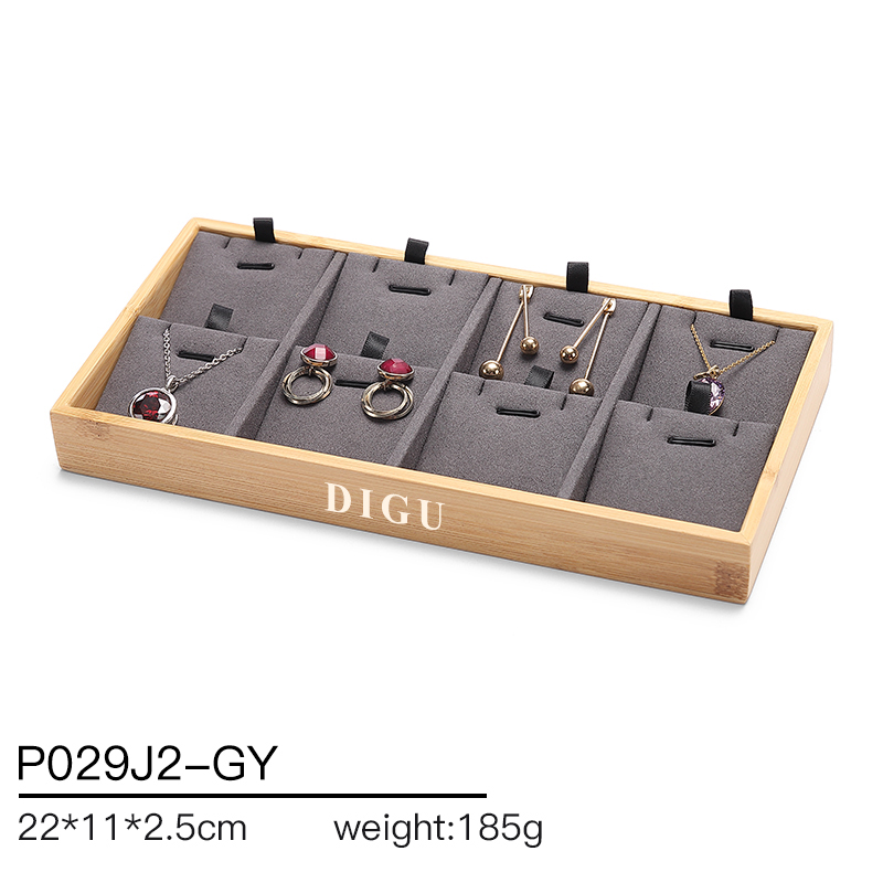 P029 DIGU High Quality wood with Microfiber Jewelry Storage Display Tray for Bangle Necklace Ring