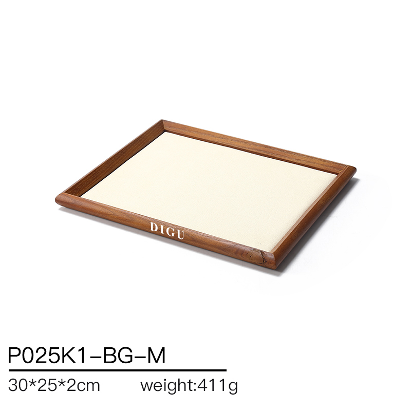 P025 DIGU Luxury wood with Microfiber Necklace Ring Custom Jewelry Storage Display Trays