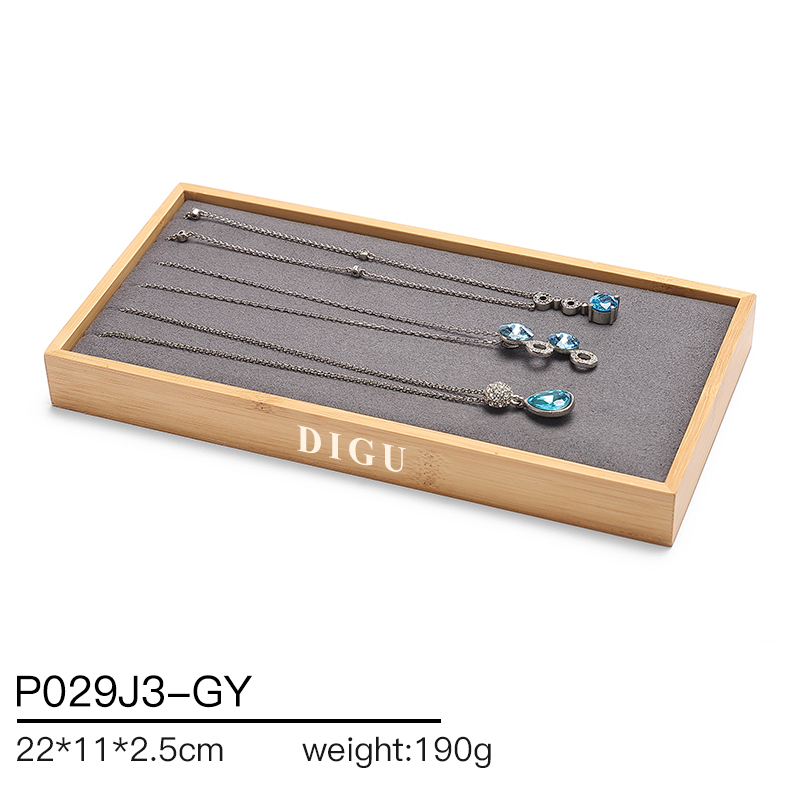 P029 DIGU High Quality wood with Microfiber Jewelry Storage Display Tray for Bangle Necklace Ring
