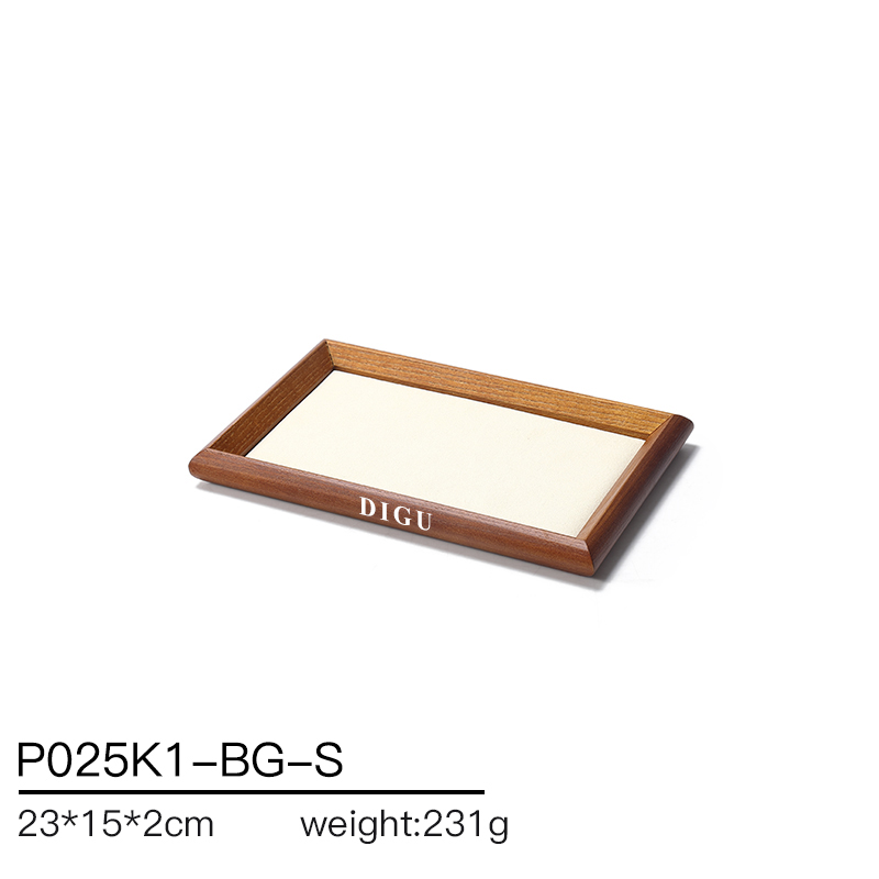 P025 DIGU Luxury wood with Microfiber Necklace Ring Custom Jewelry Storage Display Trays