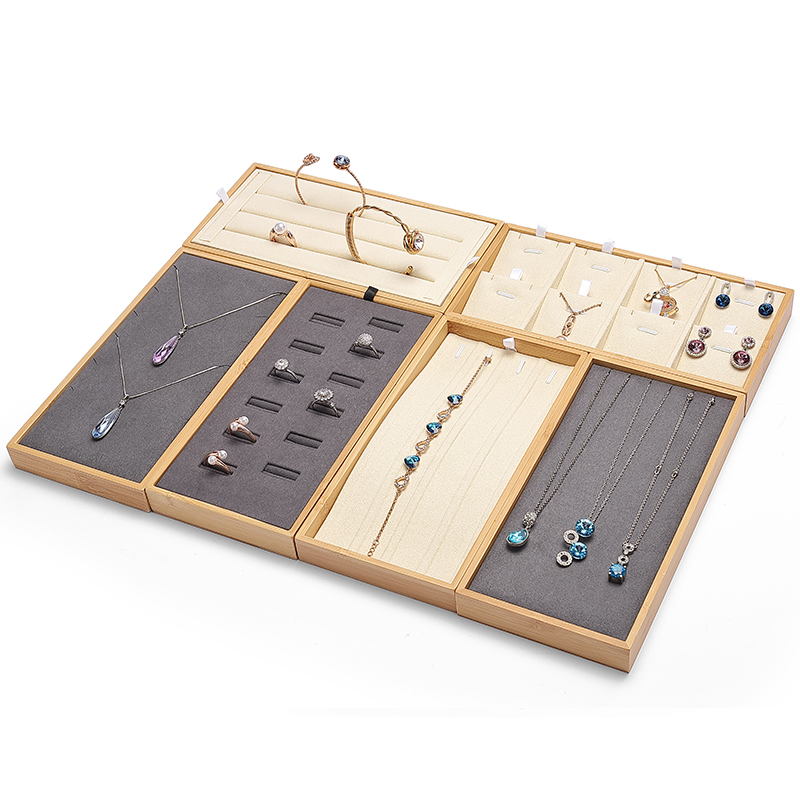 P029 DIGU High Quality wood with Microfiber Jewelry Storage Display Tray for Bangle Necklace Ring