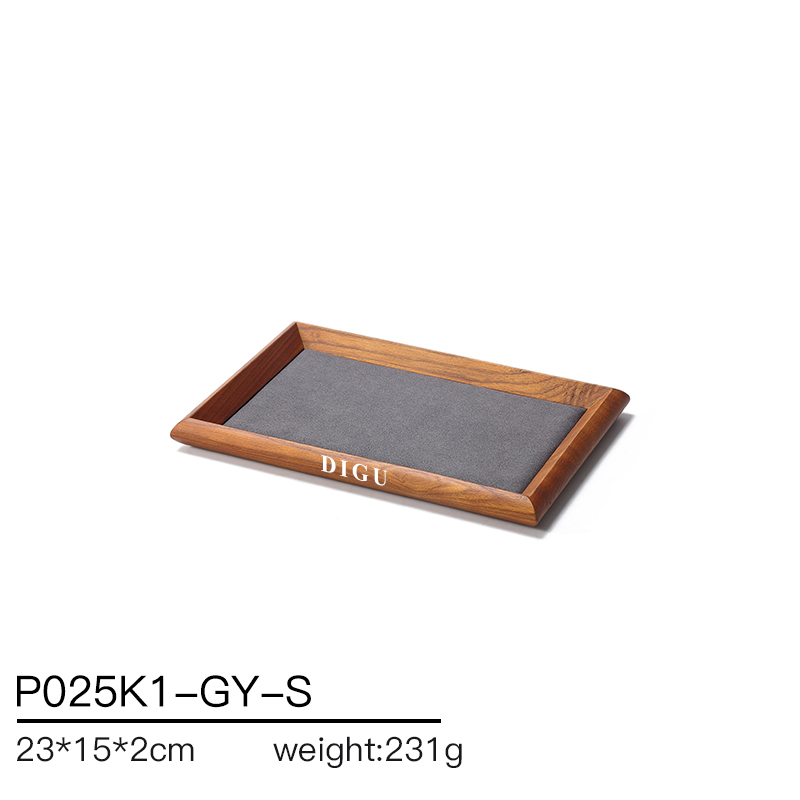 P025 DIGU Luxury wood with Microfiber Necklace Ring Custom Jewelry Storage Display Trays