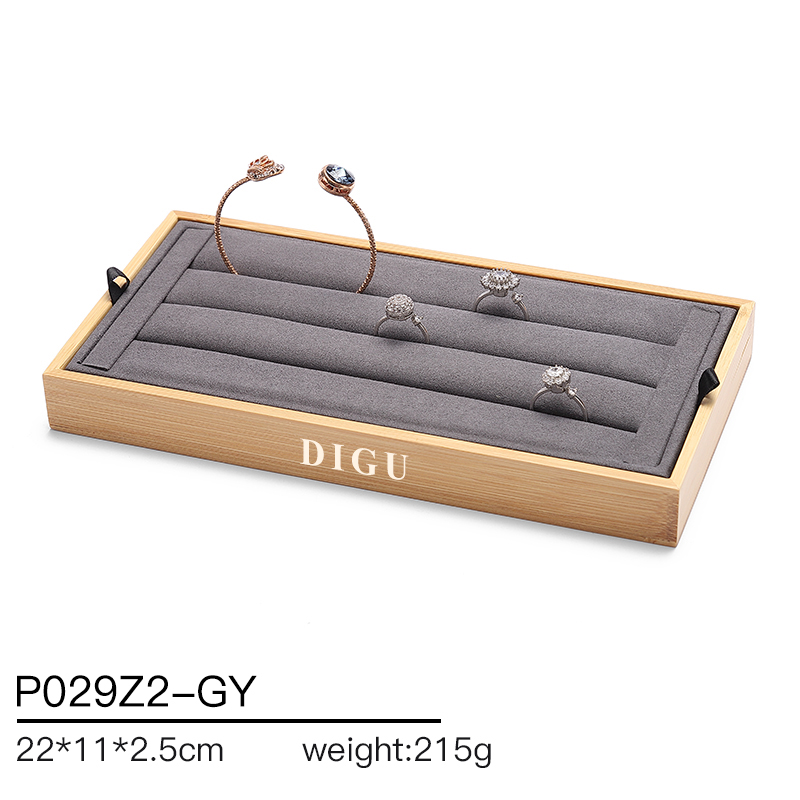 P029 DIGU High Quality wood with Microfiber Jewelry Storage Display Tray for Bangle Necklace Ring