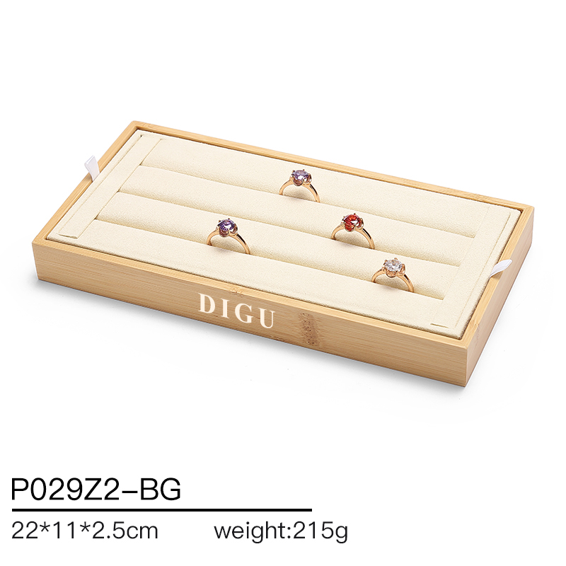 P029 DIGU High Quality wood with Microfiber Jewelry Storage Display Tray for Bangle Necklace Ring