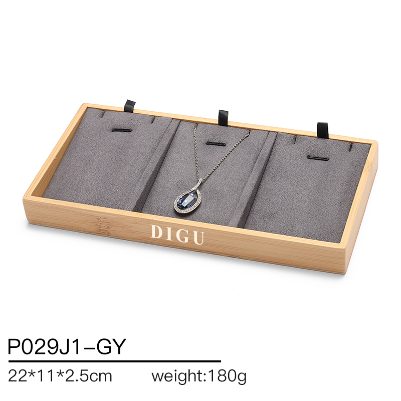 P029 DIGU High Quality wood with Microfiber Jewelry Storage Display Tray for Bangle Necklace Ring