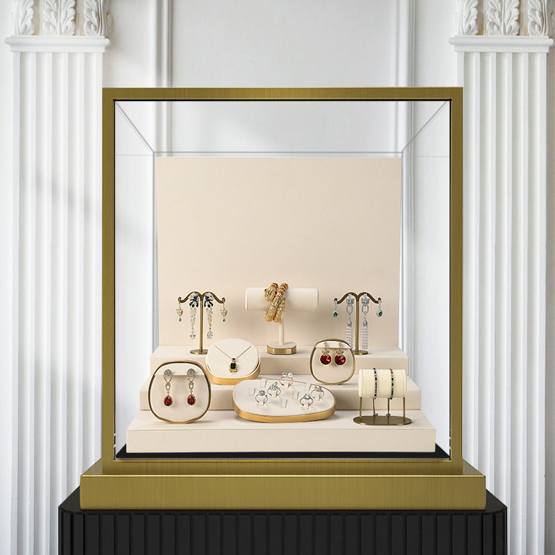 S014 Beige DIGU Luxury Microfiber with Metal Base Elegant Display Props