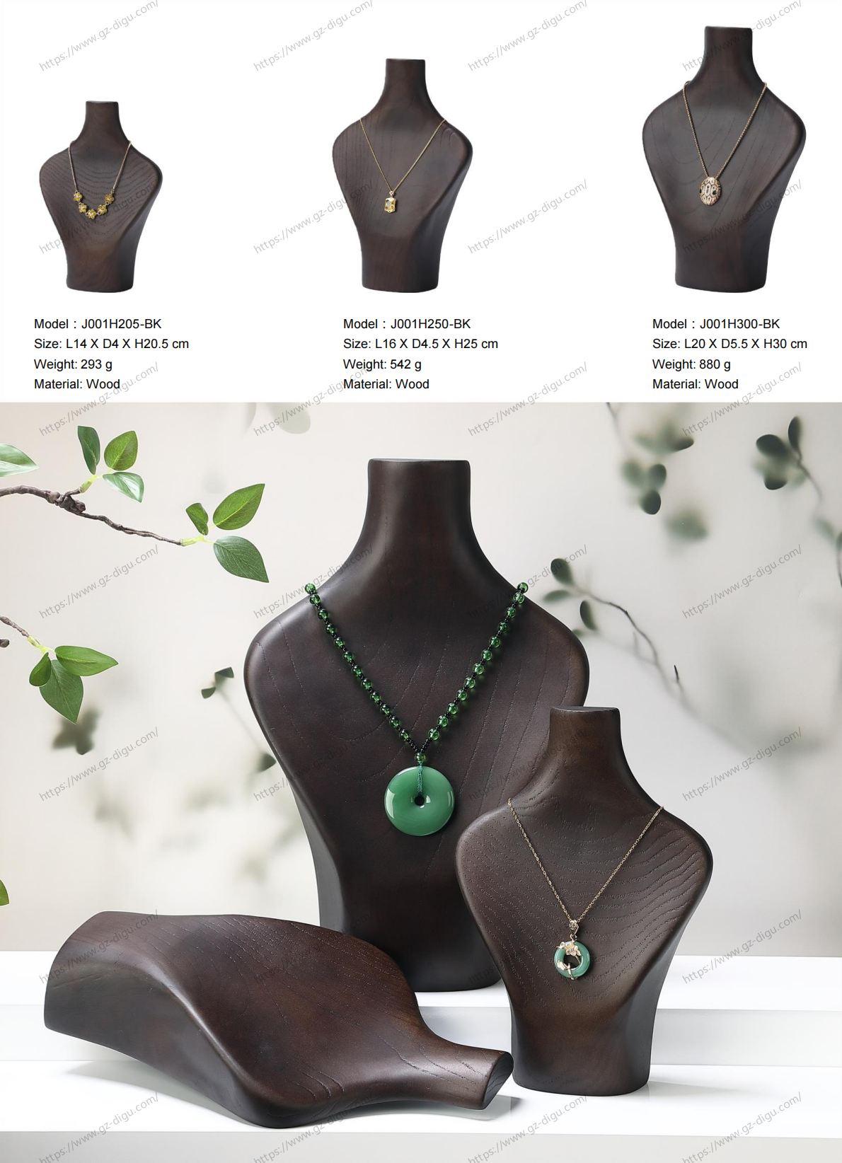 Natural Walnut Wood Necklace Display Stand