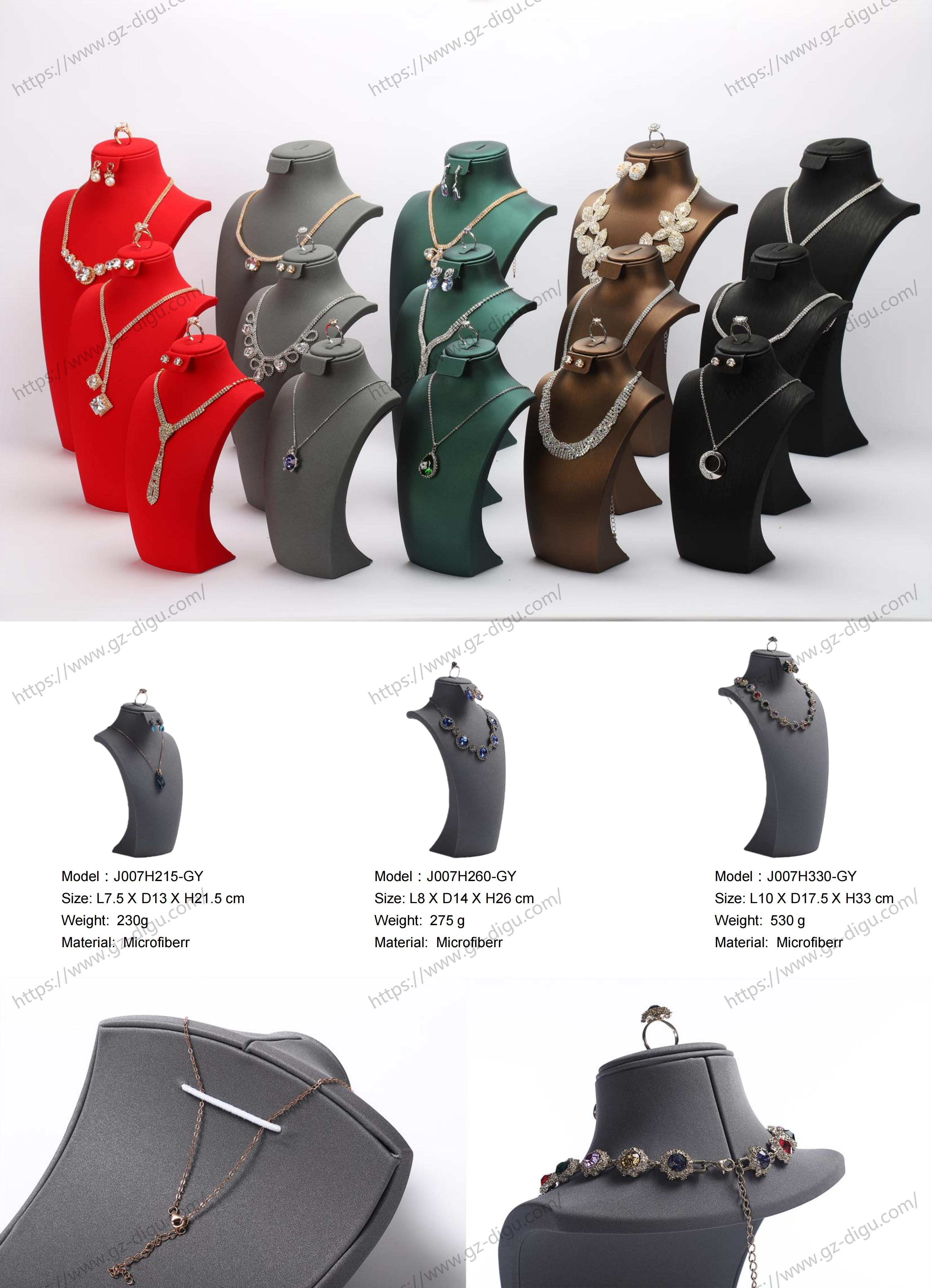 J007 DIGU PU Leather witn Microfiber Jewelry Container Display Stand for Necklace Busts for Shop Counters and Showcases