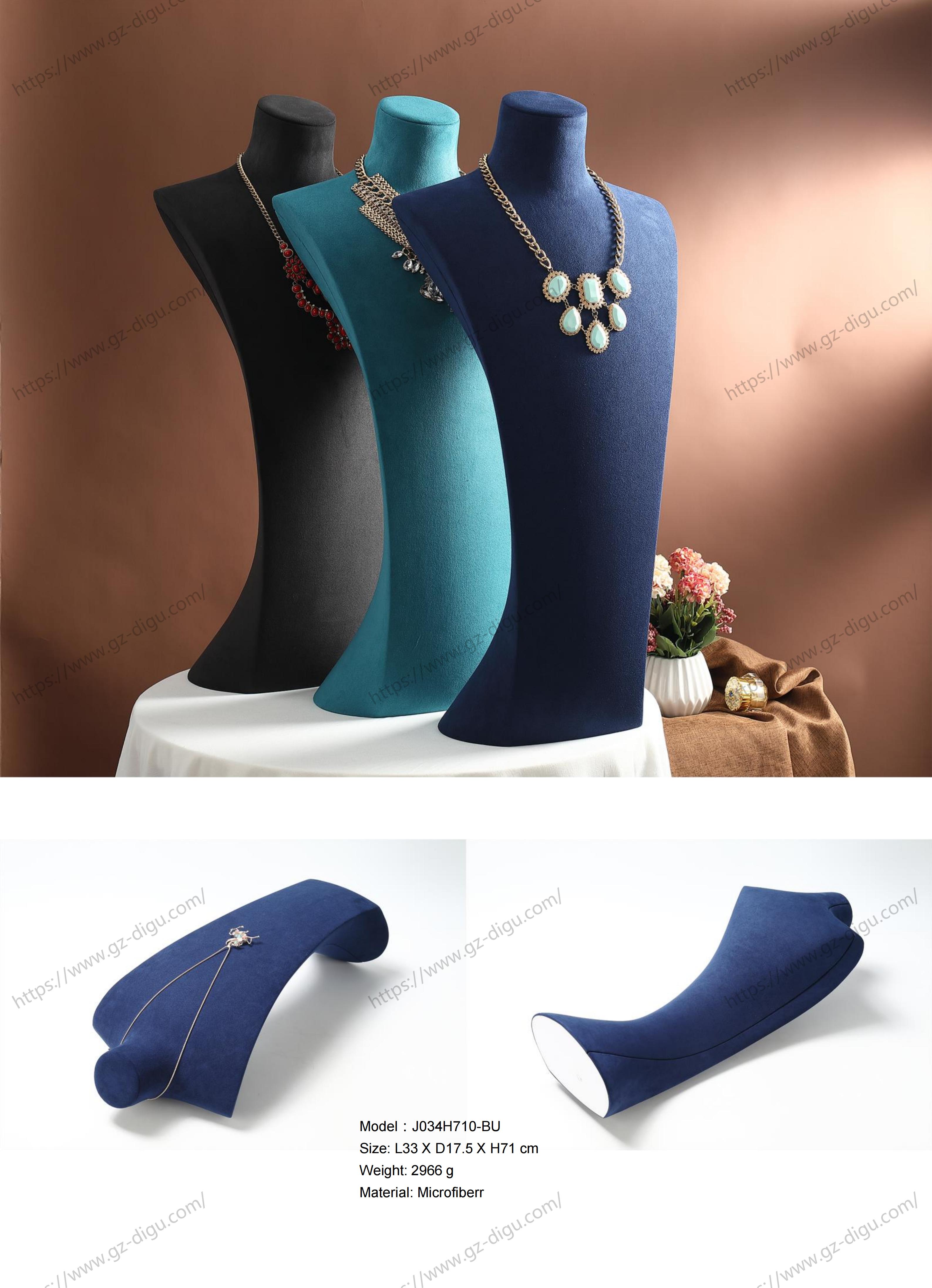 Microfiber waist-cinching 71cm vertical mannequin necklace display stand