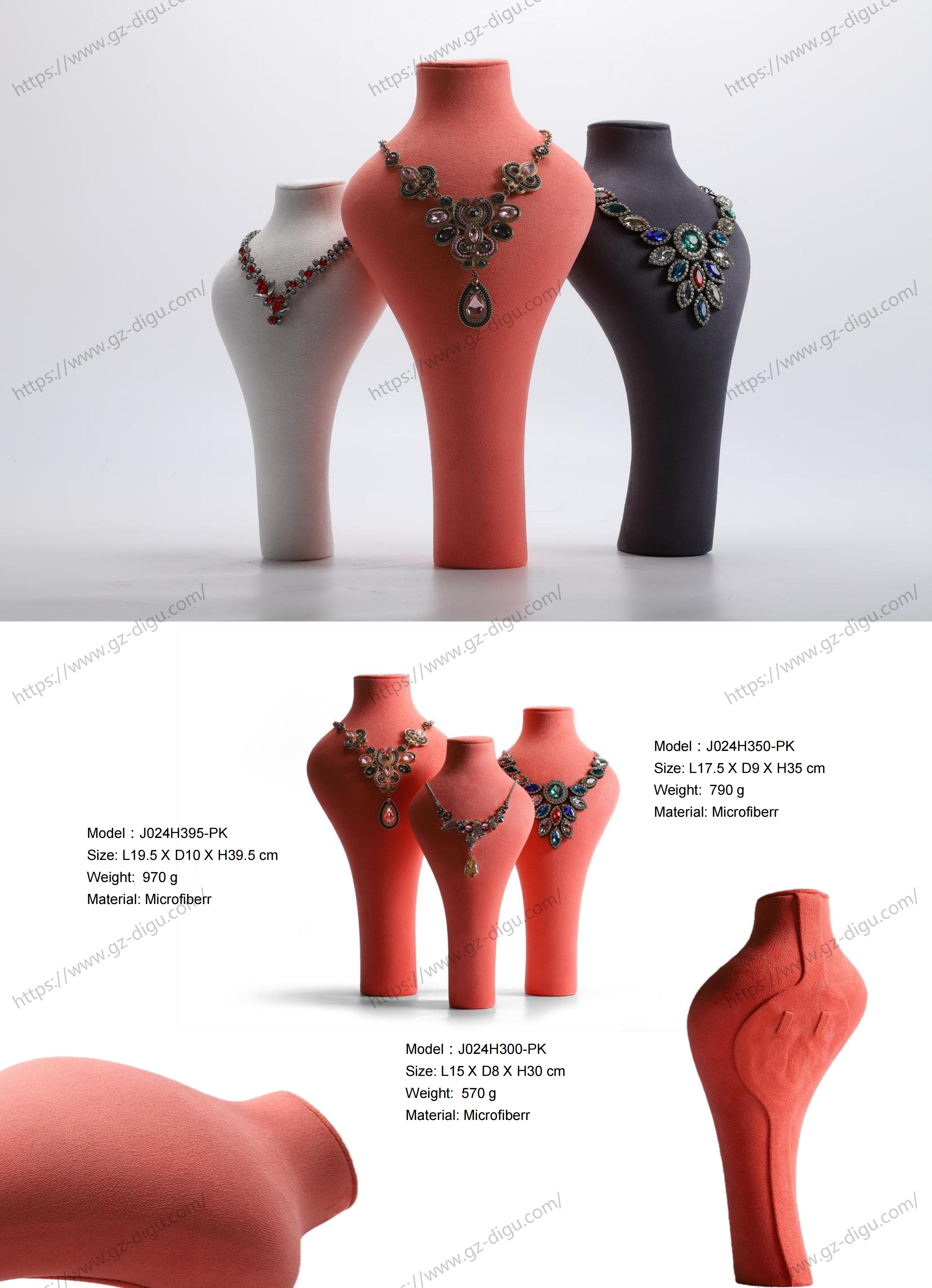 Microfiber Elegant vertical vase-shaped Necklace display Stand