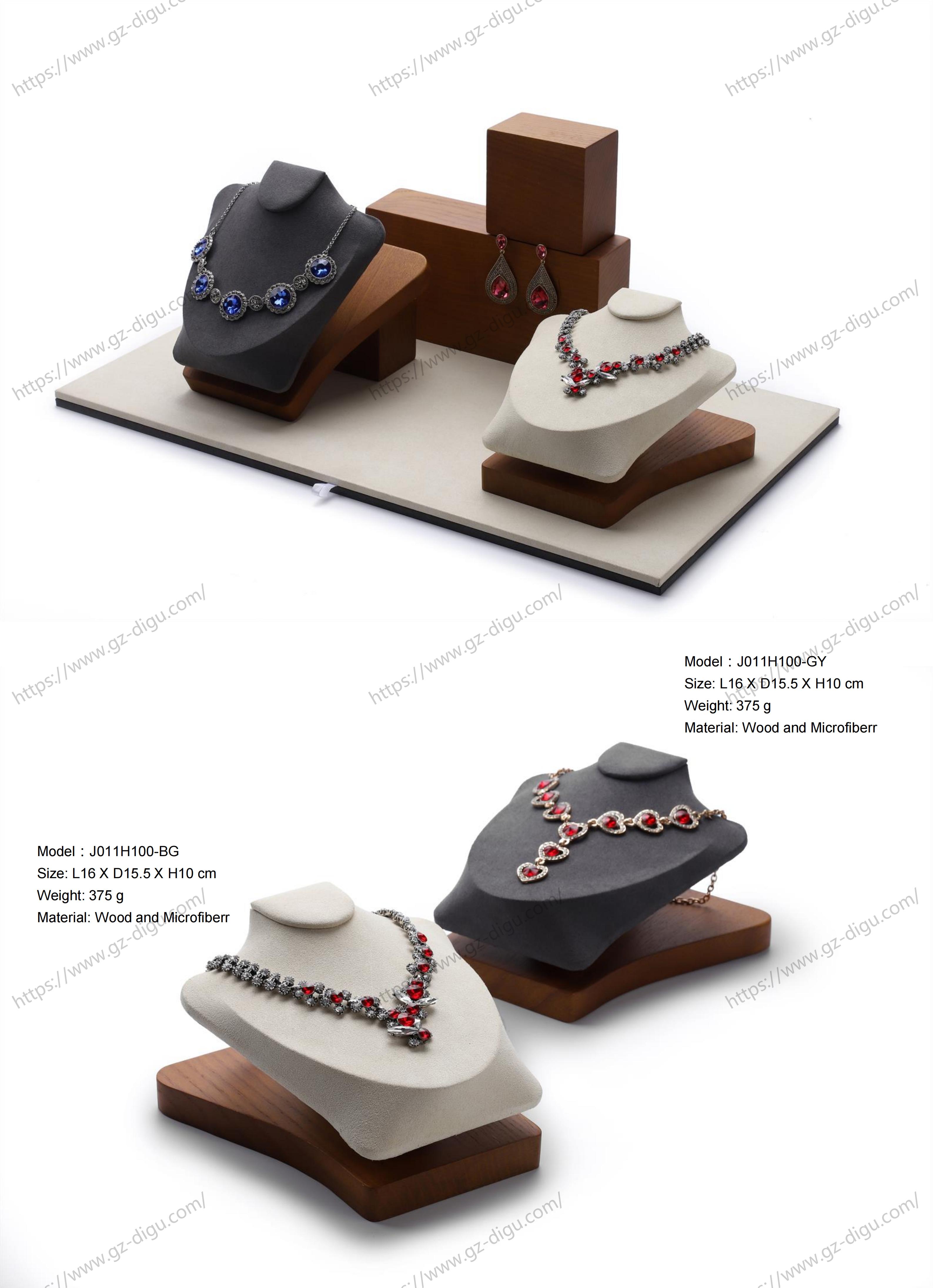 Solid Wood Necklace Cradle – Ultra-Soft Microfiber Display Stand for Jewelry Stores