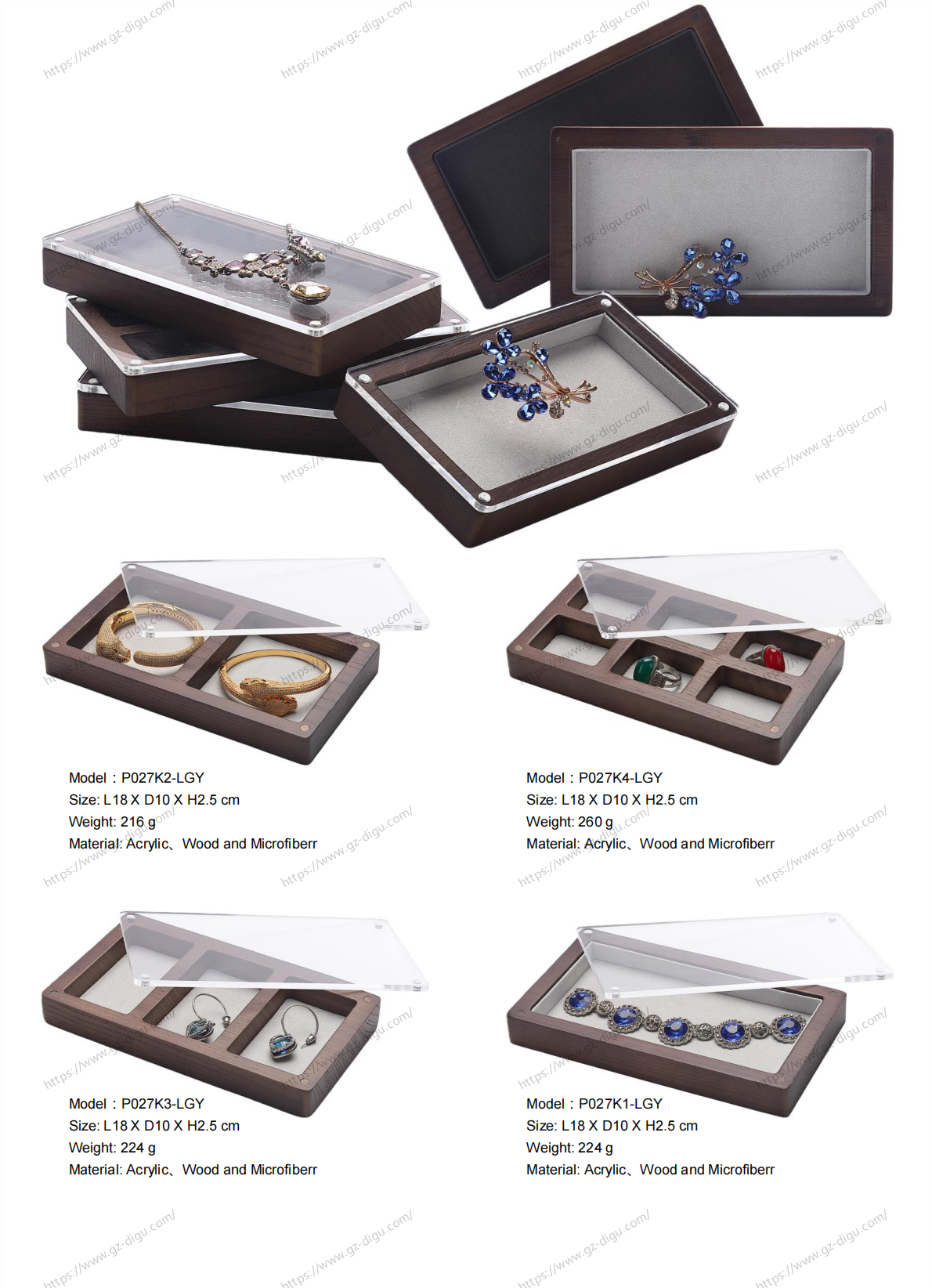 Custom Walnut Jewelry Tray - Acrylic Lid & Microfiber