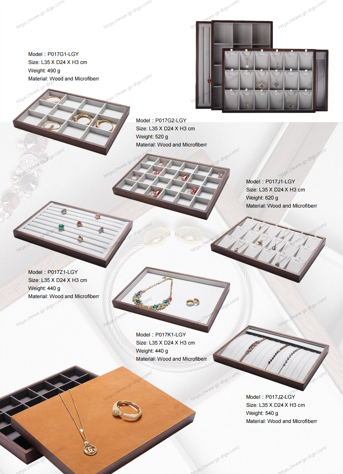 P017 Premium Walnut Jewelry Display Tray | DIGUexquisite