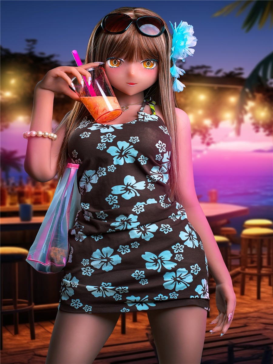 155cm Pearl C-cup TPE Sex Doll Tanned Short Skirt