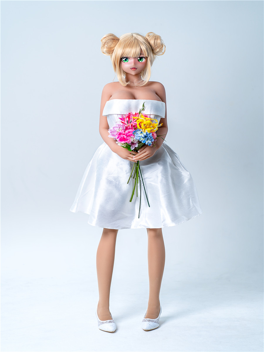 155cm Head#S1 Champagne H-cup Big Breast Sex Doll White Dress Bridesmaid Busty