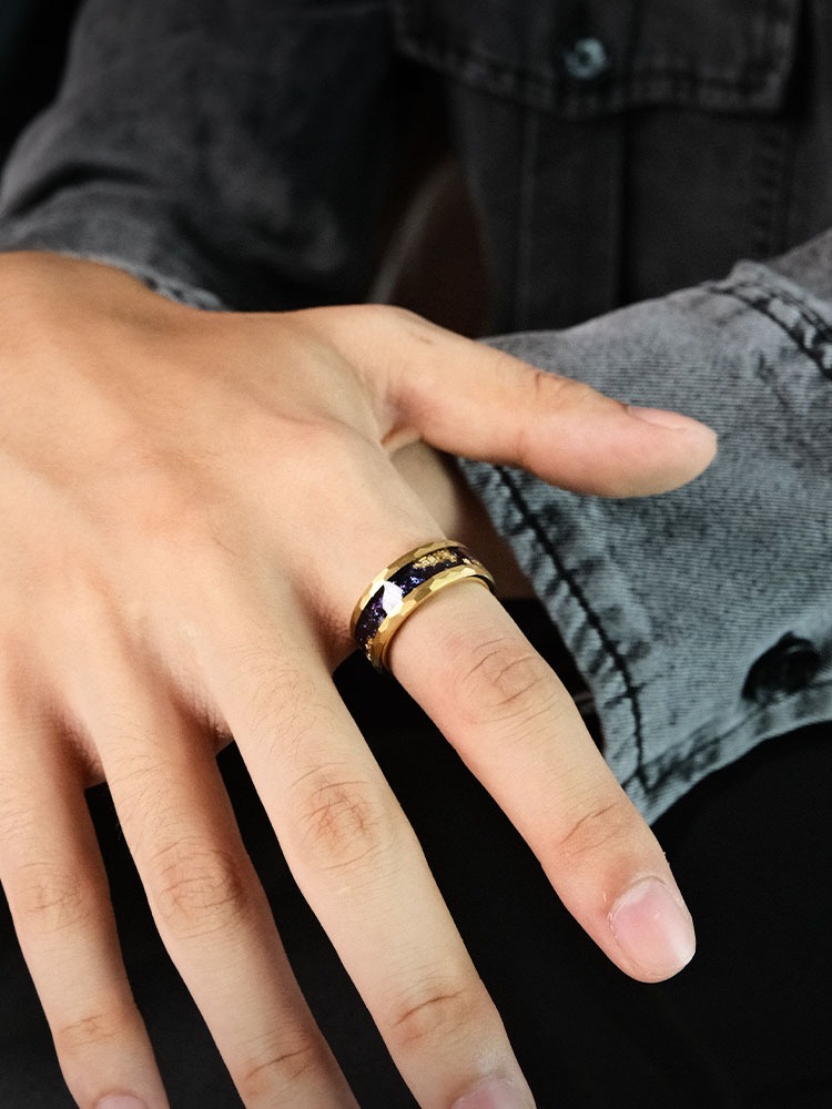 8mm Men's Women Ring Nine Purple Series Fire Tide Personality 857 Tungsten Gold Index Finger High-End Shining Ring Fashion Couple Versatile Pair Free Engraving