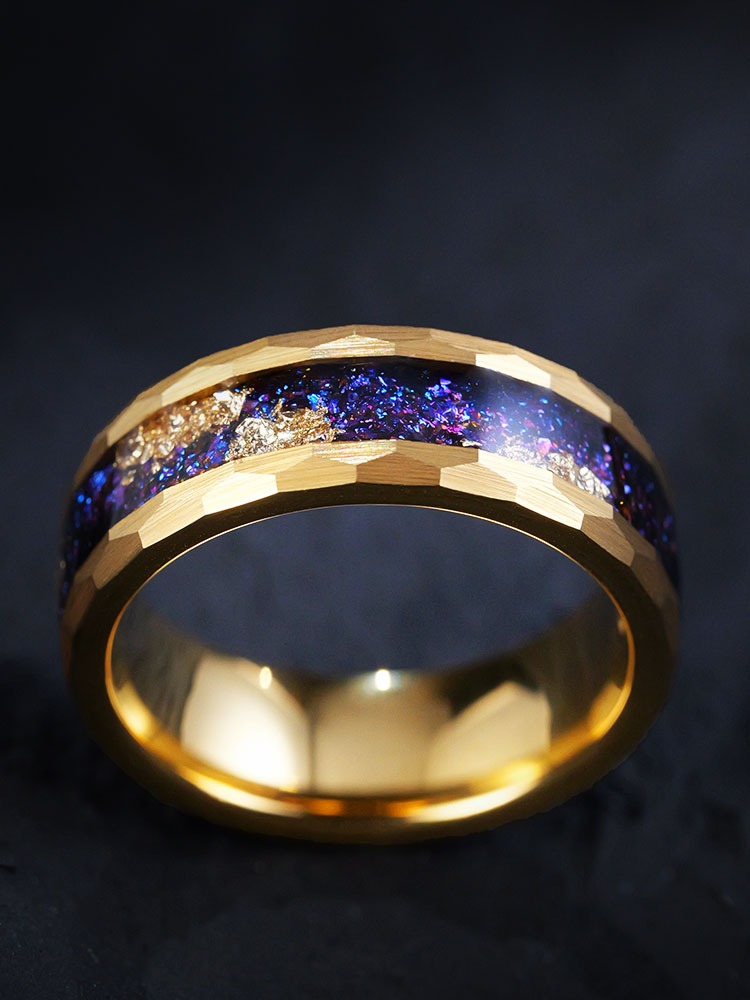 8mm Men's Women Ring Nine Purple Series Fire Tide Personality 857 Tungsten Gold Index Finger High-End Shining Ring Fashion Couple Versatile Pair Free Engraving