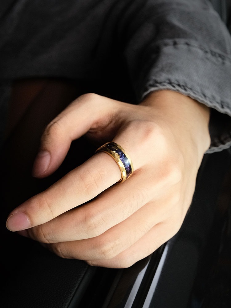 8mm Men's Women Ring Nine Purple Series Fire Tide Personality 857 Tungsten Gold Index Finger High-End Shining Ring Fashion Couple Versatile Pair Free Engraving