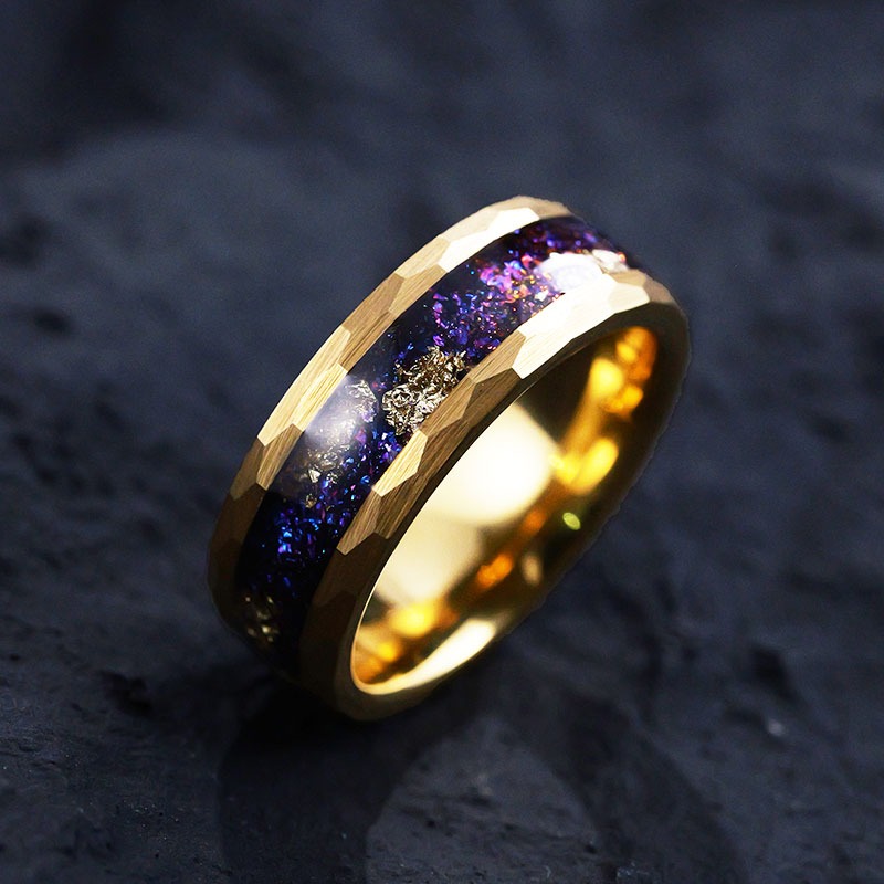 8mm Men's Women Ring Nine Purple Series Fire Tide Personality 857 Tungsten Gold Index Finger High-End Shining Ring Fashion Couple Versatile Pair Free Engraving