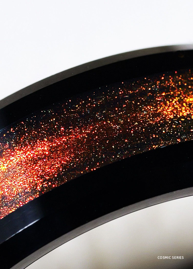 8mm Men's Ring Fashion Men's Personality Tungsten Gold Green Index Finger Single Ring Women's Couple Ring Jewelry