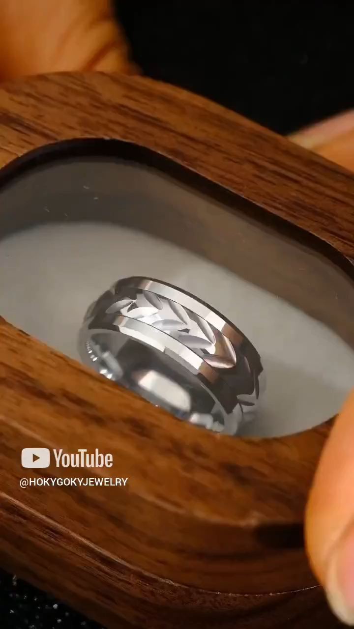 8mm Men's Ring Trend Personality Tungsten Steel Index Finger Single Tail Ring Can Rotate Rotating Tungsten Gold Ring Durable and Versatile for Every Occasion