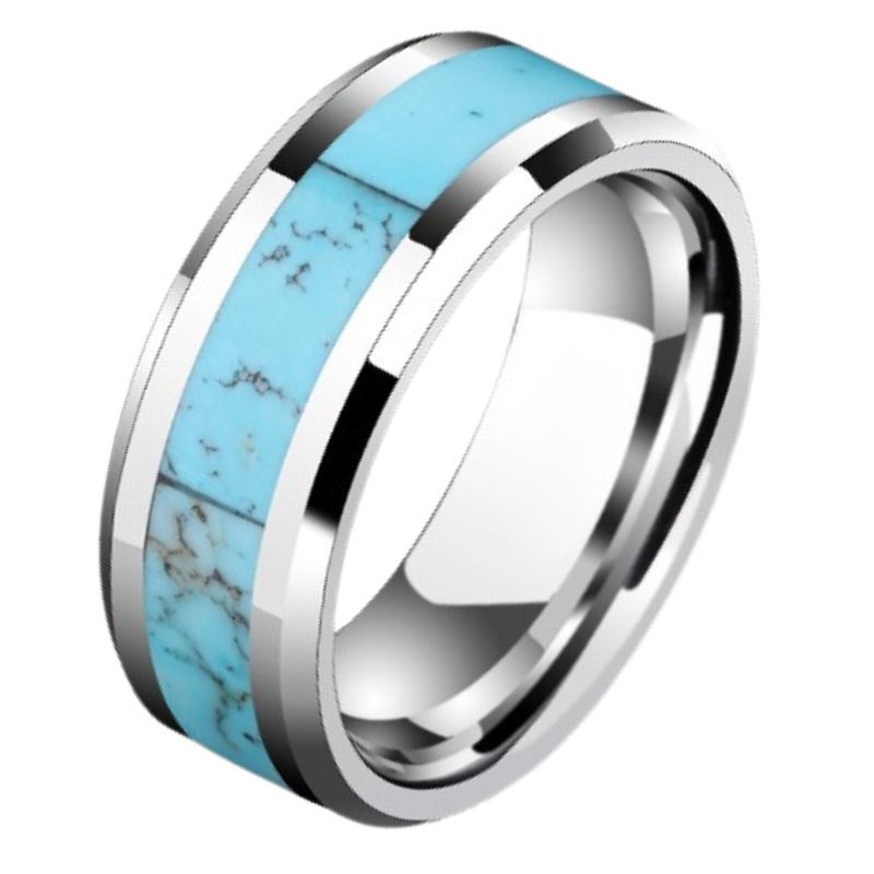 Men and Women's Green Pine Pattern Tungsten Ring Index Finger Pinky Ring Fashion Ring Couple Ring Wedding Ring High Hardness Comfortable To Wear Birthday Gift