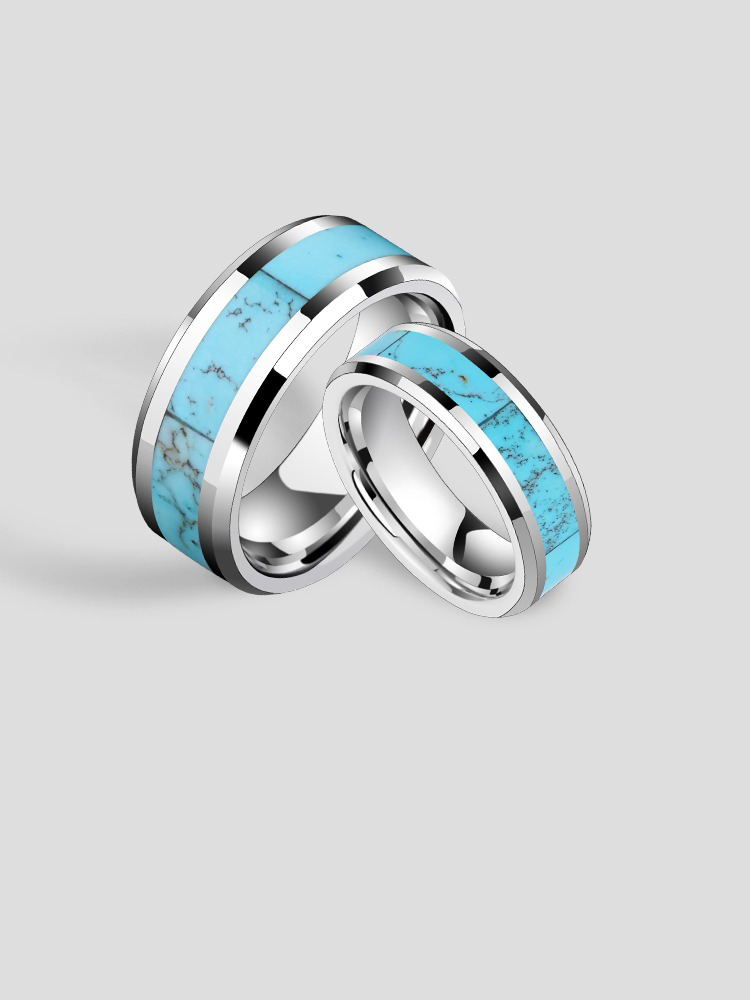 Men and Women's Green Pine Pattern Tungsten Ring Index Finger Pinky Ring Fashion Ring Couple Ring Wedding Ring High Hardness Comfortable To Wear Birthday Gift