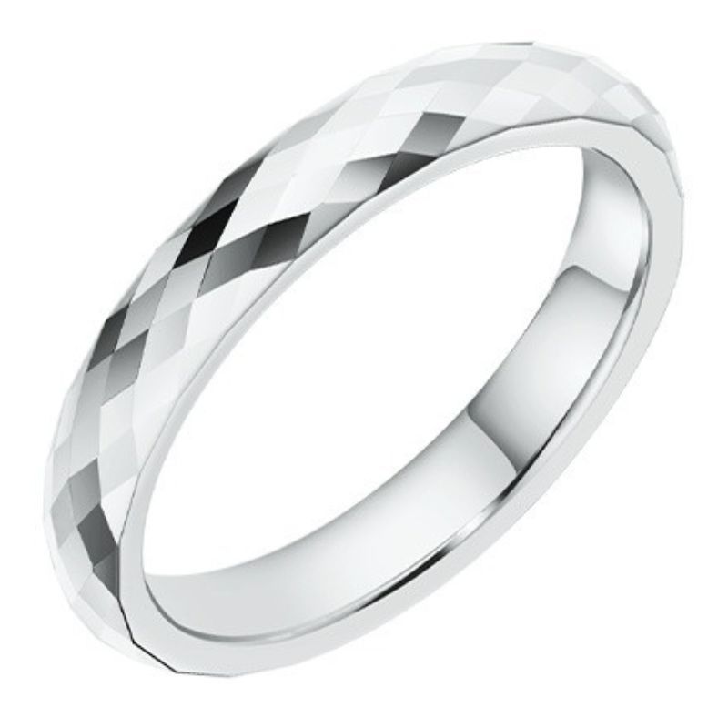 Plain Tungsten Ring for Men and Women Couple Rings Mosaic Multi-faceted Rings Diamond-shaped High-end Trendy Personality Comfortable To Wear