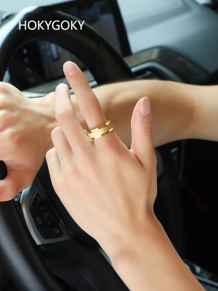 8mm Men's Tungsten Ring, Rotatable Rotating Ring, Tungsten Steel, Good Luck, High-End New Index Finger 360°, Exquisite Golden Tungsten Ring, Wear-Resistant and Non-Fading, Simple and Fashionable Choice