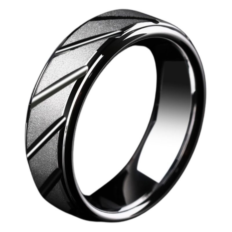 Men's Silver Index Finger Single Ring High-End Trendy Men's Personality Tungsten Ring Simple Niche Pinky Ring Fashionable Single Men's Ring - 857 Tungsten Material, Durable and Trendy