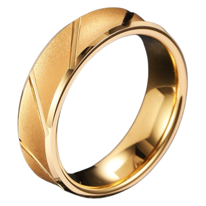 6mm Men's Frosted Streamer Tungsten Ring with Gold-plated Concave Ring High-end Simple and Fashionable Personalized Index Finger Fashionable and Durable