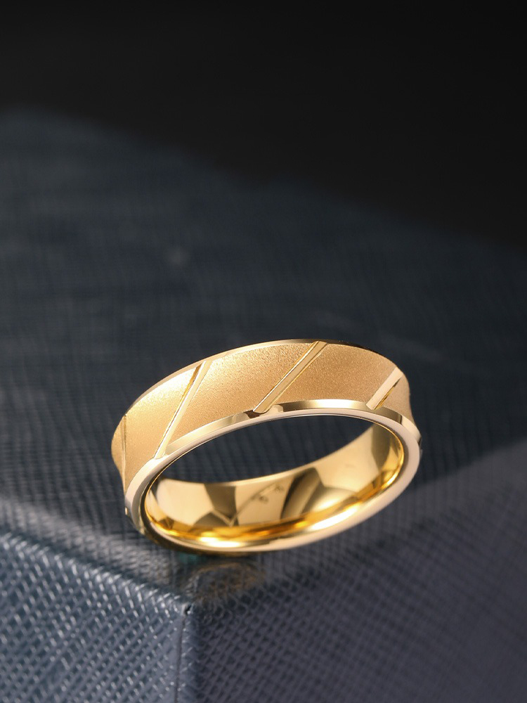 6mm Men's Frosted Streamer Tungsten Ring with Gold-plated Concave Ring High-end Simple and Fashionable Personalized Index Finger Fashionable and Durable