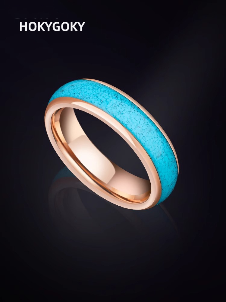 6mm Men's Green Pine Ring High-End Ring for Women, Retro Index Finger, Niche Personality, Green Fashion Tungsten Gold Retro Green Pine Ring - 857 Tungsten Gold Material, Retro Style and Comfortable to Wear