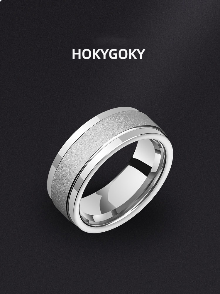 8mm Men's Tungsten Ring, Rotatable Rotating Ring, Tungsten Steel, Good Luck, High-End New Index Finger 360°, Exquisite Golden Tungsten Ring, Wear-Resistant and Non-Fading, Simple and Fashionable Choice