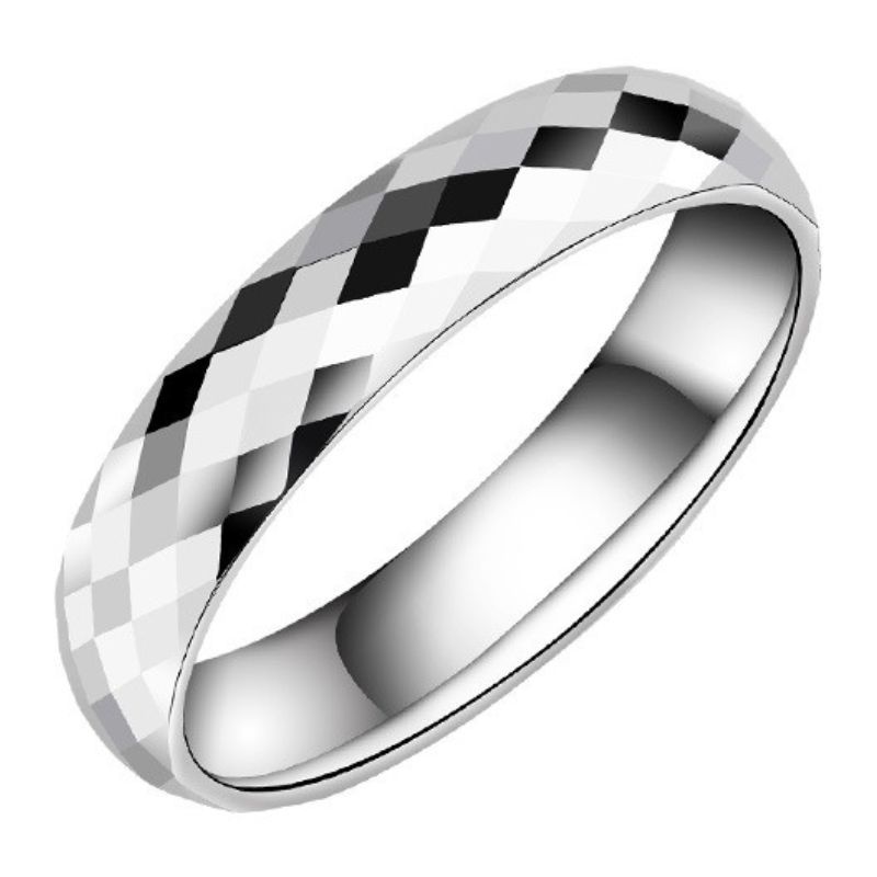 Plain Tungsten Ring for Men and Women Couple Rings Mosaic Multi-faceted Rings Diamond-shaped High-end Trendy Personality Comfortable To Wear