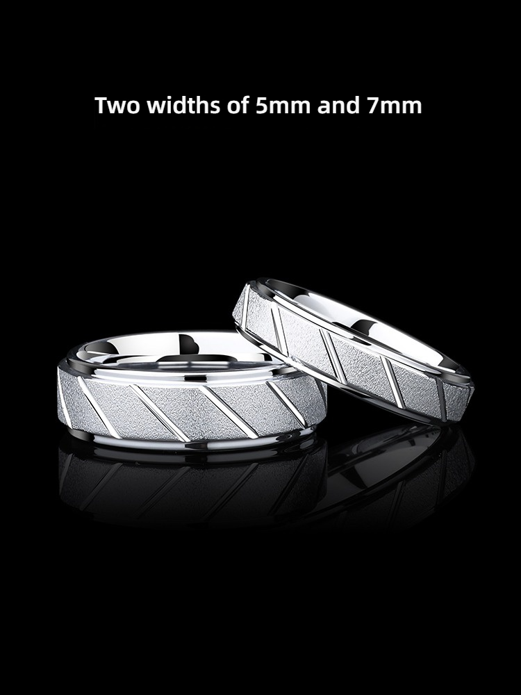 Men's Silver Index Finger Single Ring High-End Trendy Men's Personality Tungsten Ring Simple Niche Pinky Ring Fashionable Single Men's Ring - 857 Tungsten Material, Durable and Trendy