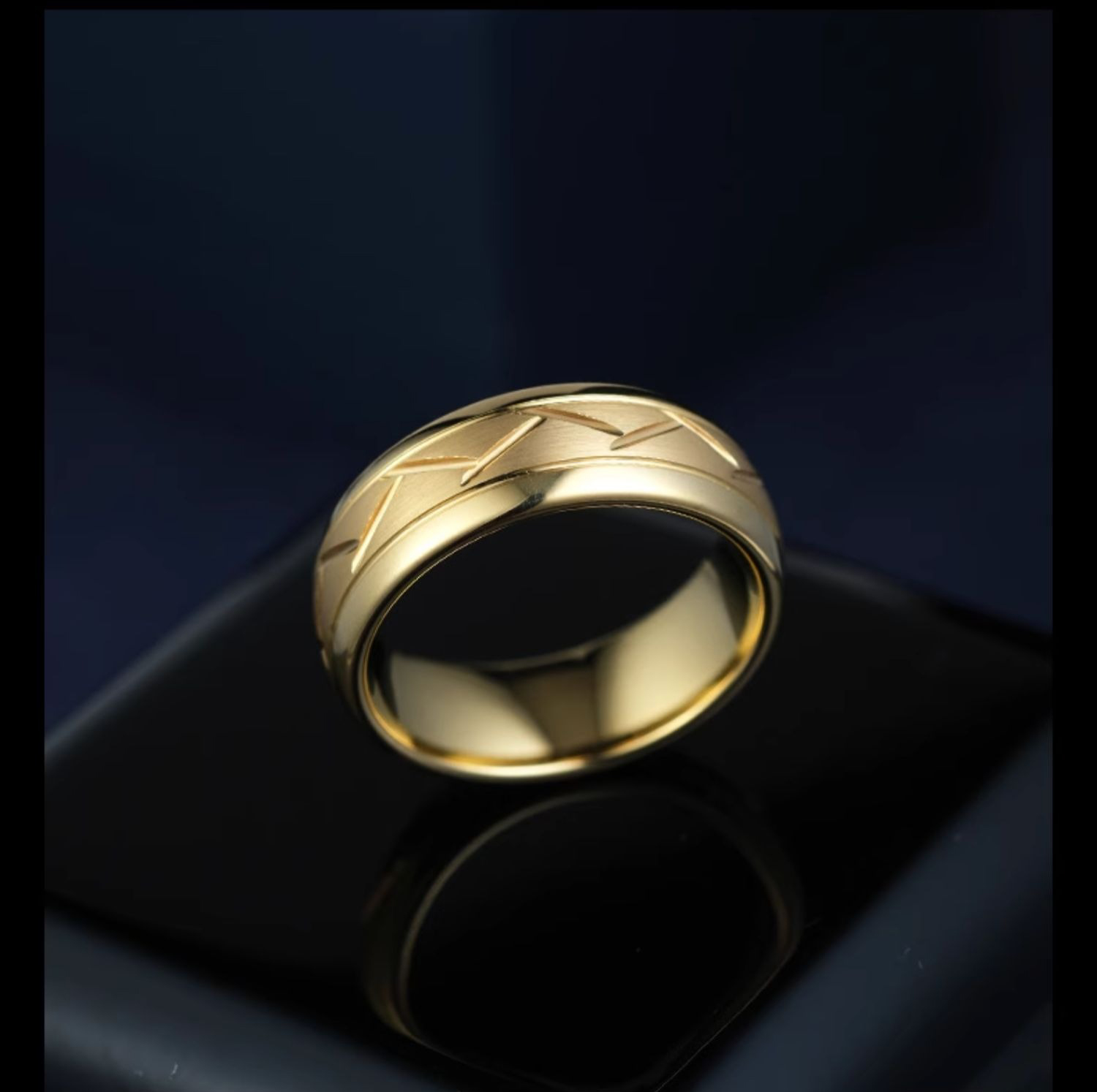 8mm Gold-plated Ring for Men Loach Back Lasha Simple and Fashionable High-grade Female Ring Tungsten Steel Trendy Men Versatile Durable Elegant and Comfortable