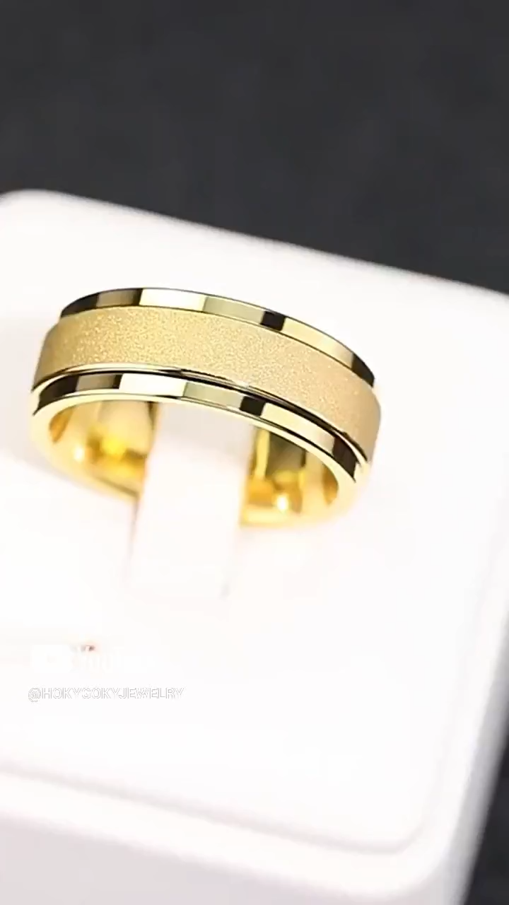 8mm Men's Tungsten Ring, Rotatable Rotating Ring, Tungsten Steel, Good Luck, High-End New Index Finger 360°, Exquisite Golden Tungsten Ring, Wear-Resistant and Non-Fading, Simple and Fashionable Choice