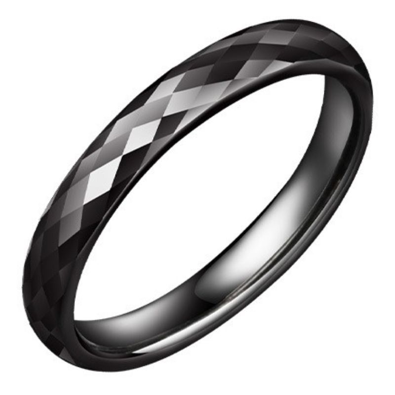 Plain Tungsten Ring for Men and Women Couple Rings Mosaic Multi-faceted Rings Diamond-shaped High-end Trendy Personality Comfortable To Wear