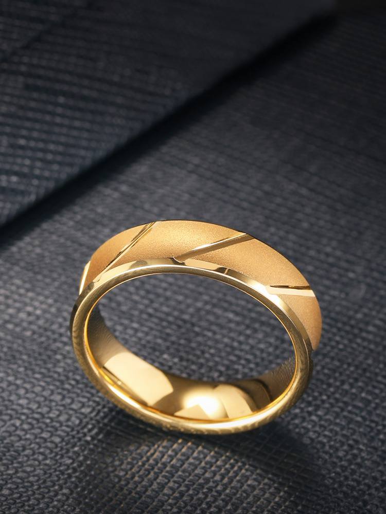 6mm Men's Frosted Streamer Tungsten Ring with Gold-plated Concave Ring High-end Simple and Fashionable Personalized Index Finger Fashionable and Durable