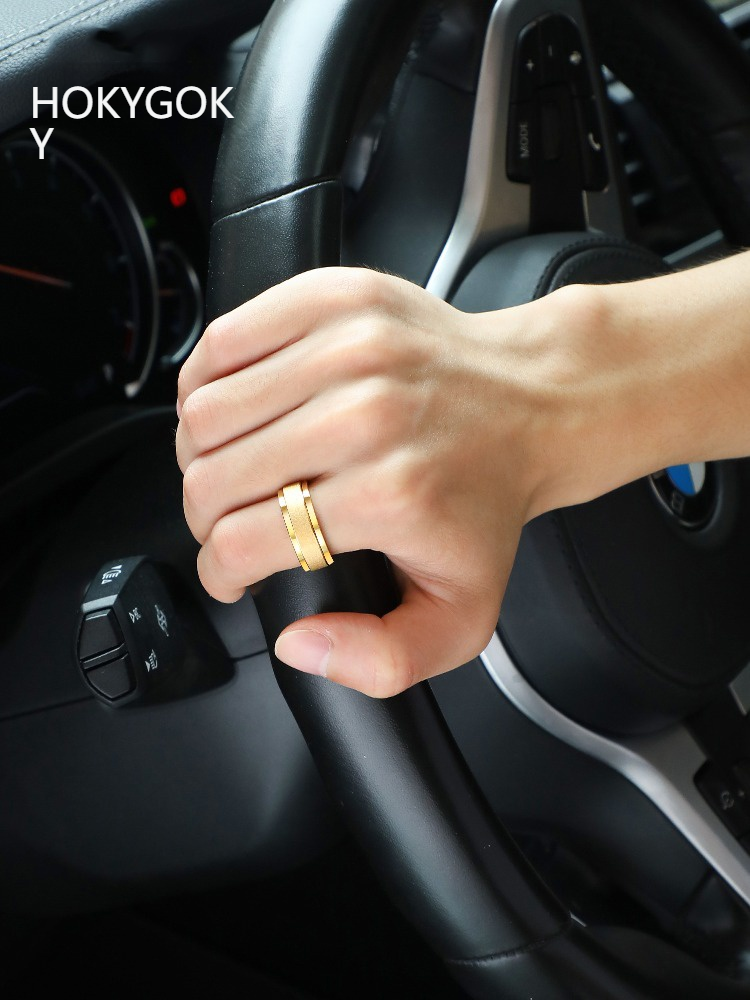 8mm Men's Tungsten Ring, Rotatable Rotating Ring, Tungsten Steel, Good Luck, High-End New Index Finger 360°, Exquisite Golden Tungsten Ring, Wear-Resistant and Non-Fading, Simple and Fashionable Choice