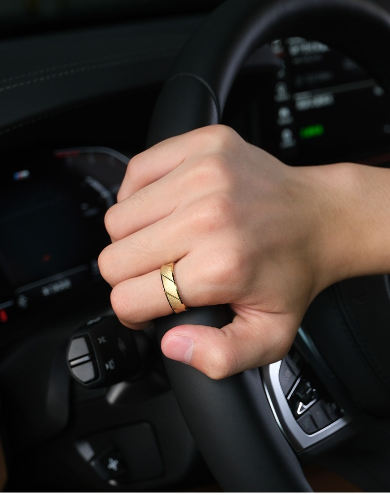 6mm Men's Frosted Streamer Tungsten Ring with Gold-plated Concave Ring High-end Simple and Fashionable Personalized Index Finger Fashionable and Durable