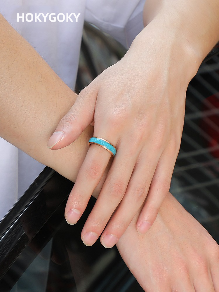 6mm Men's Green Pine Ring High-End Ring for Women, Retro Index Finger, Niche Personality, Green Fashion Tungsten Gold Retro Green Pine Ring - 857 Tungsten Gold Material, Retro Style and Comfortable to Wear