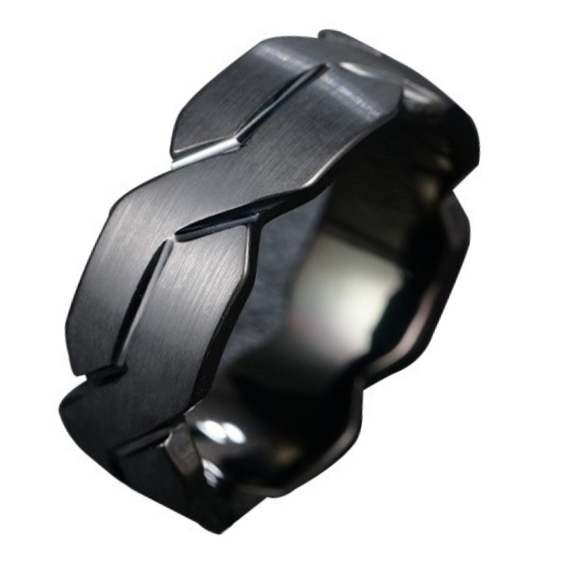 8mm Men's Ring Wide Version Silver Tungsten Simple High-end Fashion Black Ring Women's Irregular Trendy Brand Index Finger Elegant and Tough Collision