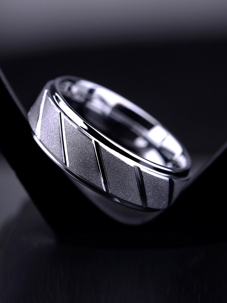 Men's Silver Index Finger Single Ring High-End Trendy Men's Personality Tungsten Ring Simple Niche Pinky Ring Fashionable Single Men's Ring - 857 Tungsten Material, Durable and Trendy