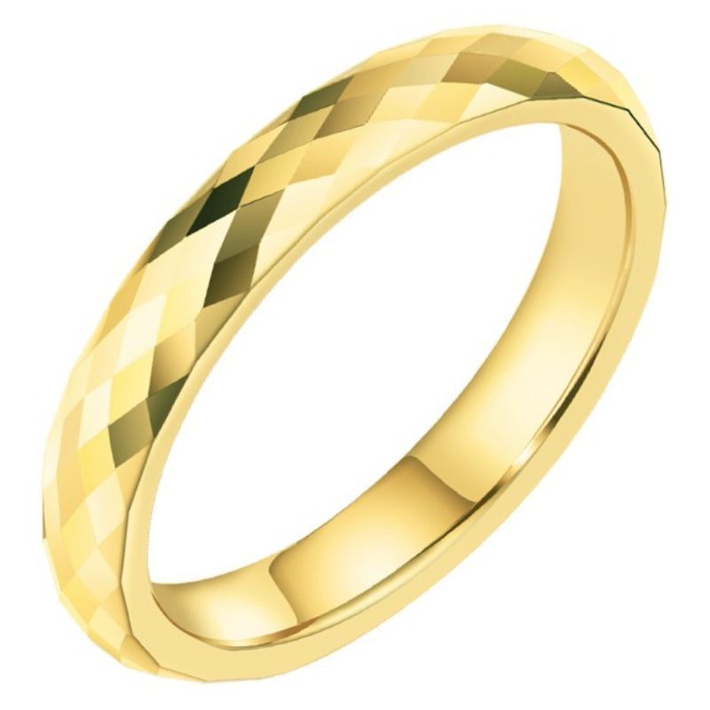 Plain Tungsten Ring for Men and Women Couple Rings Mosaic Multi-faceted Rings Diamond-shaped High-end Trendy Personality Comfortable To Wear