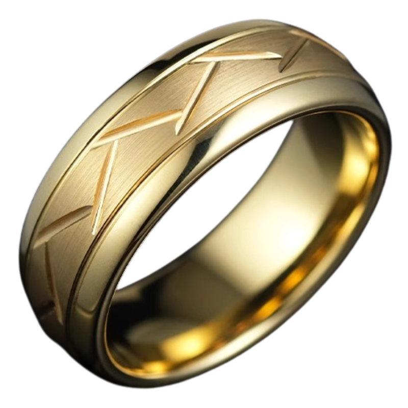 8mm Gold-plated Ring for Men Loach Back Lasha Simple and Fashionable High-grade Female Ring Tungsten Steel Trendy Men Versatile Durable Elegant and Comfortable