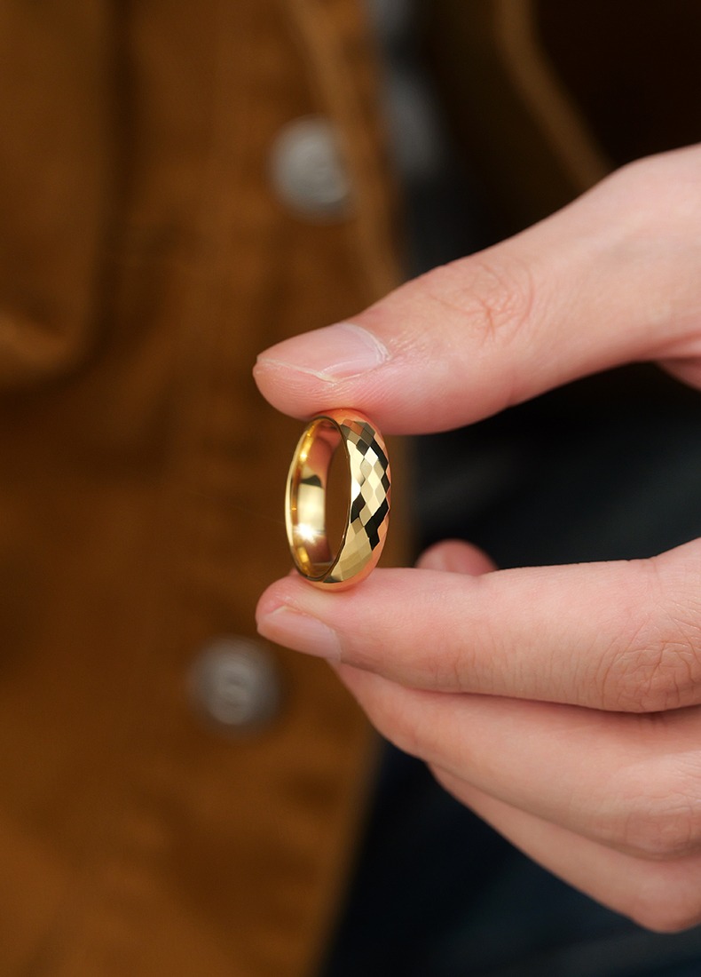 Plain Tungsten Ring for Men and Women Couple Rings Mosaic Multi-faceted Rings Diamond-shaped High-end Trendy Personality Comfortable To Wear