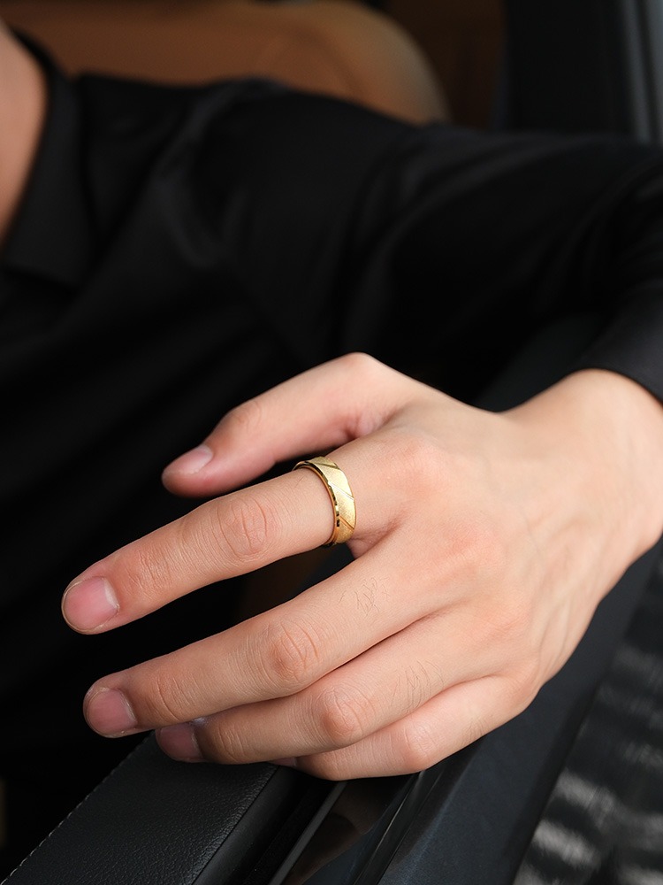 6mm Men's Frosted Streamer Tungsten Ring with Gold-plated Concave Ring High-end Simple and Fashionable Personalized Index Finger Fashionable and Durable